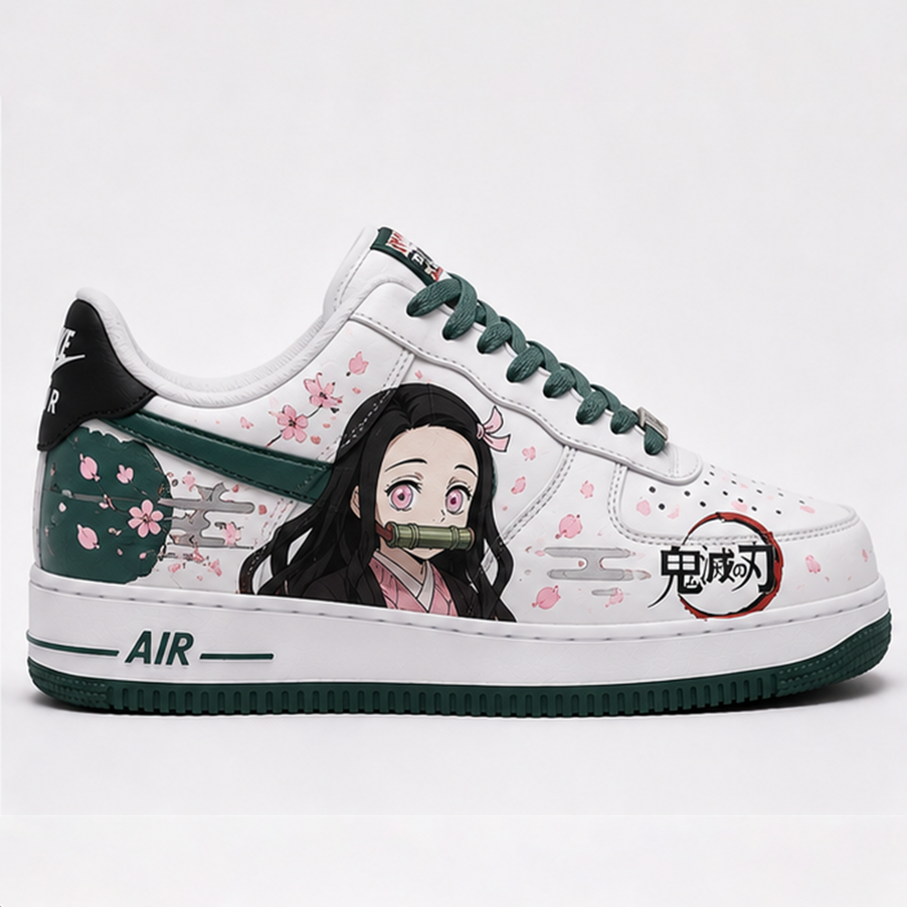 Custom Demon Slayer Air Force 1 Sneakers – Hand-Painted Tanjiro & Nezuko Anime Art Shoes
