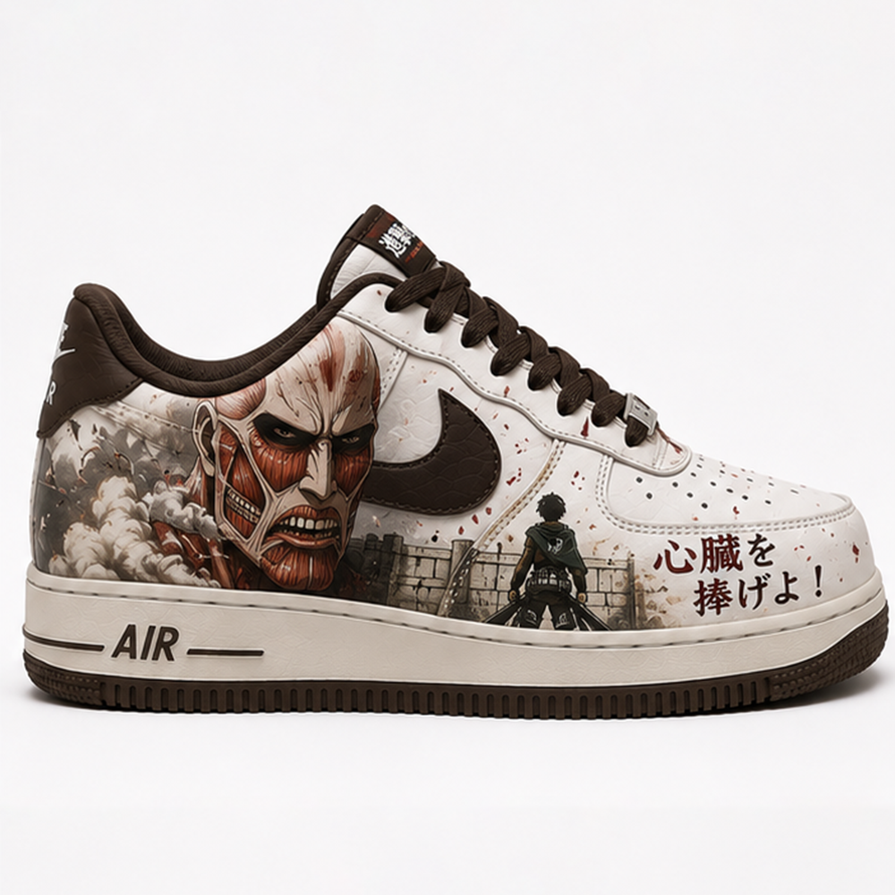 Custom Attack on Titan Sneakers – Hand-Painted Eren Yeager Air Force 1 Shoes  Keywords: