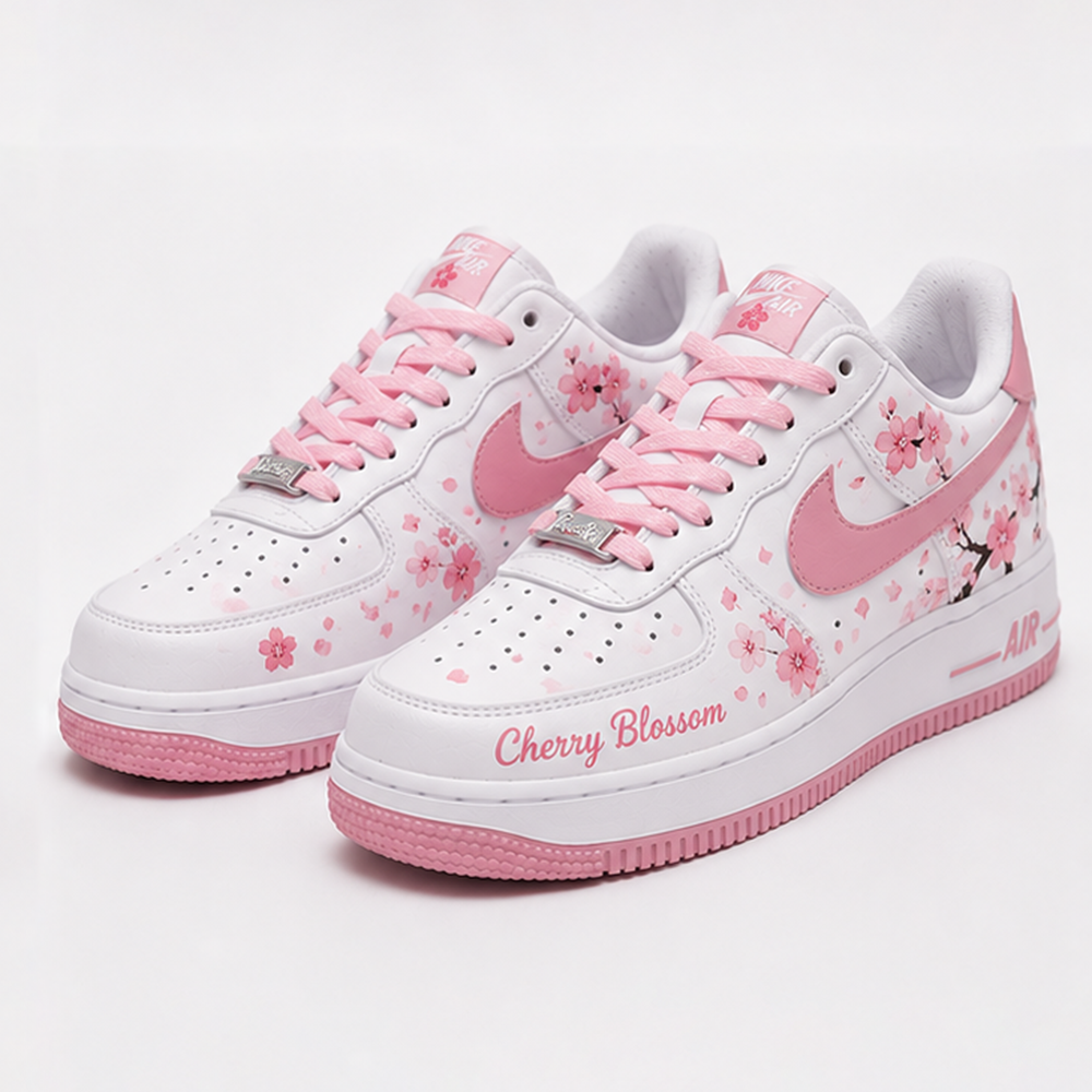 Custom Sakura Sneakers – Hand-Painted Cherry Blossom Air Force 1 Shoes