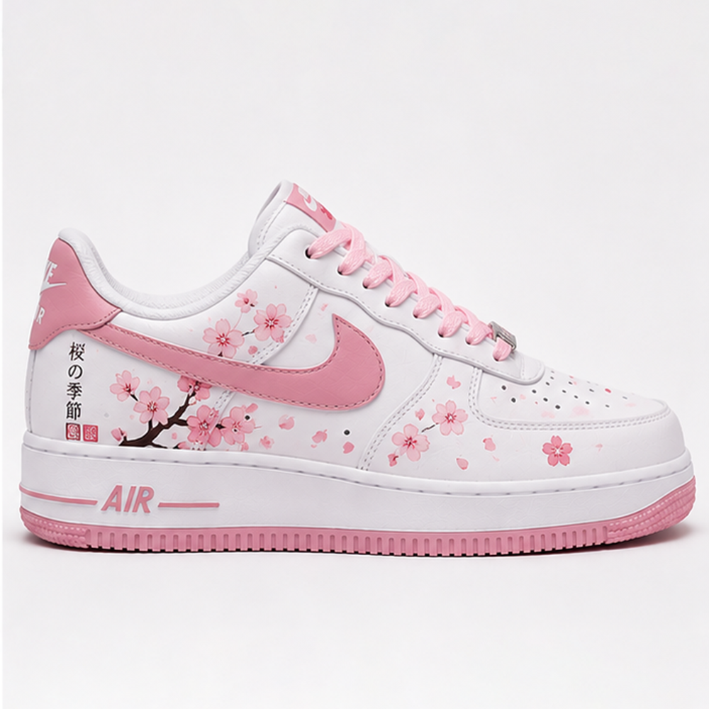 Custom Sakura Sneakers – Hand-Painted Cherry Blossom Air Force 1 Shoes