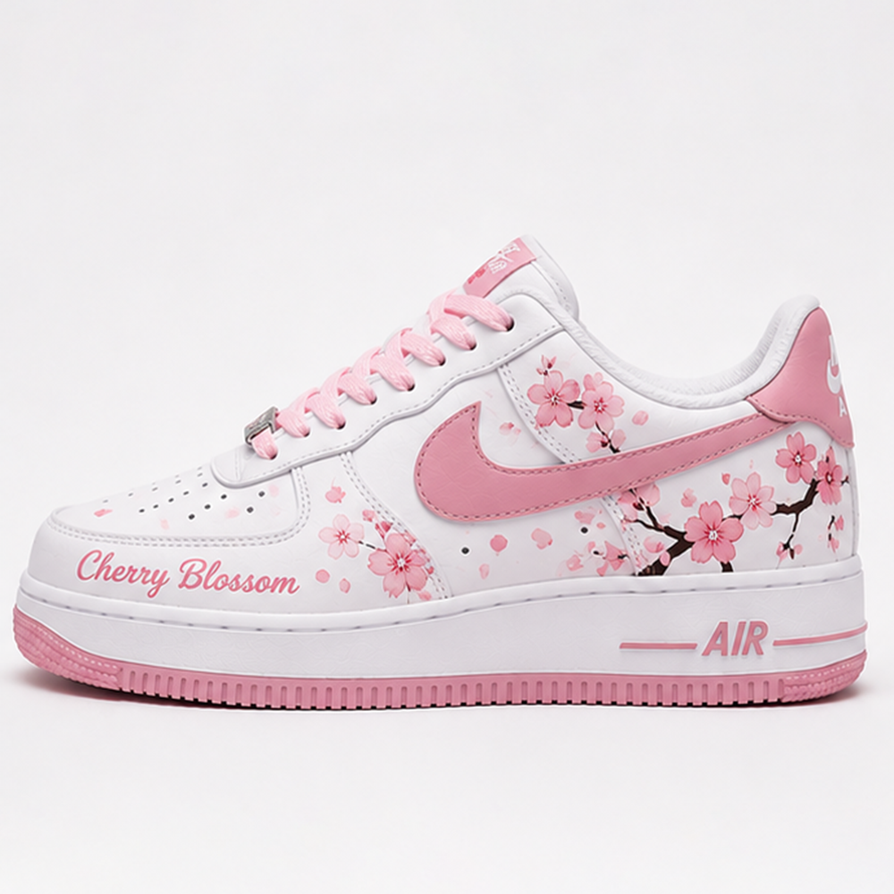 Custom Sakura Sneakers – Hand-Painted Cherry Blossom Air Force 1 Shoes