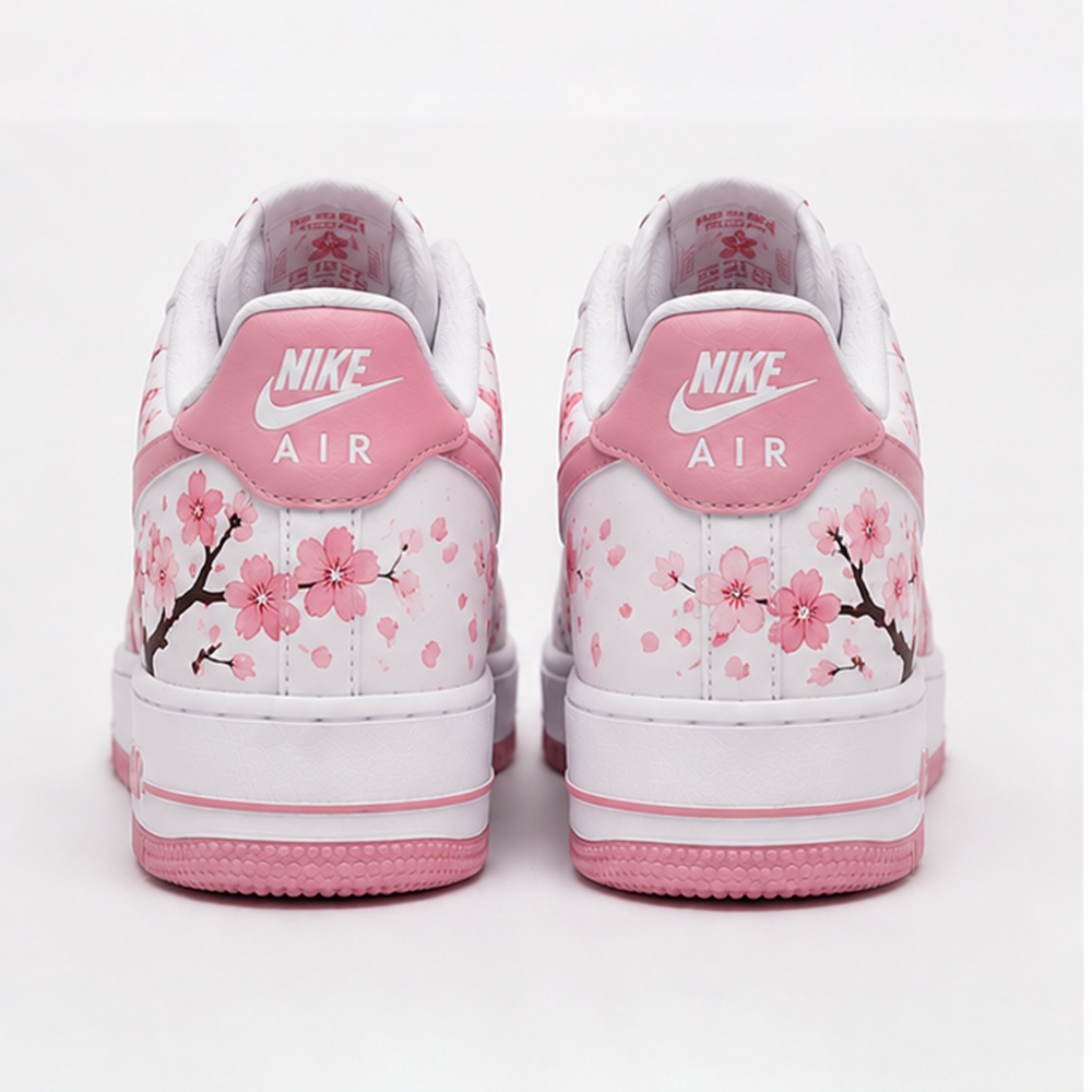 Custom Sakura Sneakers – Hand-Painted Cherry Blossom Air Force 1 Shoes
