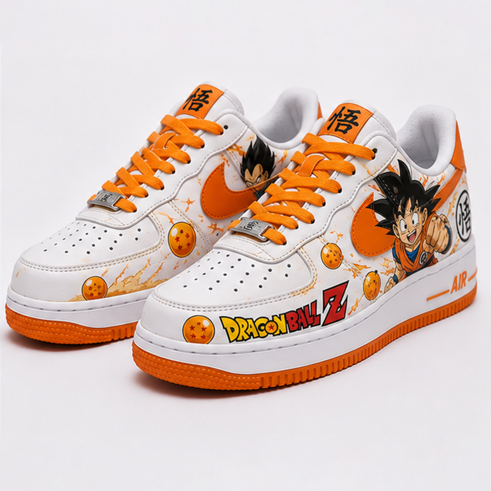 Custom Dragon Ball Z Sneakers – Hand-Painted Goku & Vegeta Air Force 1 Shoes