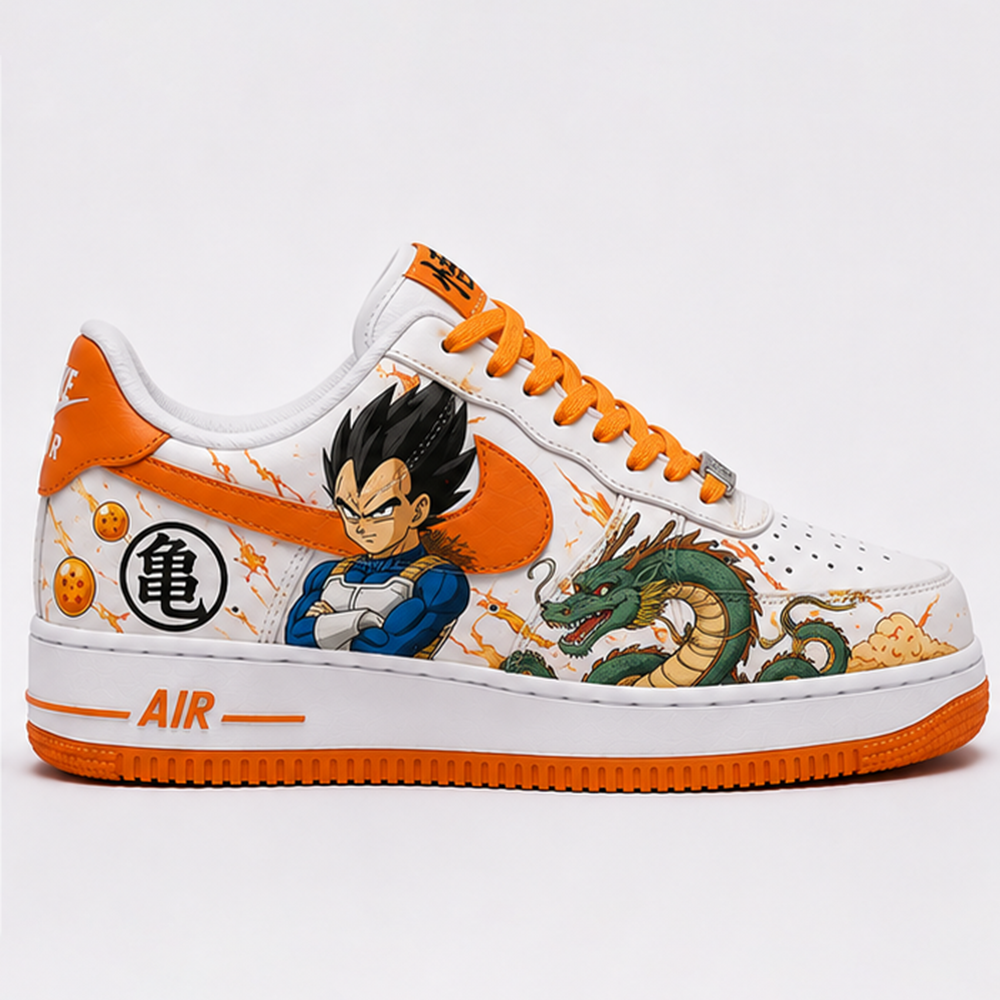 Custom Dragon Ball Z Sneakers – Hand-Painted Goku & Vegeta Air Force 1 Shoes