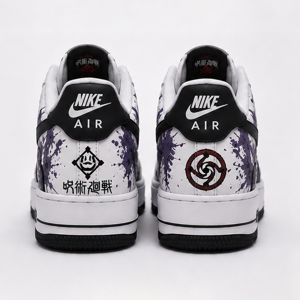 Custom Jujutsu Kaisen Air Force 1 Sneakers – Hand Painted Gojo & Yuji Anime Shoes | Purple Streetwear AF1