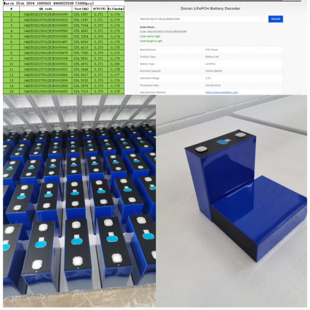 [ EVE-Prismatic LFP306 MB30 3.2V 306Ah ] New stocks Akku 3.2V 306Ah LiFePO4 Battery Prismatic Cell For ESS Energy Power System