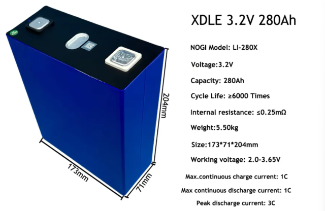 XDLE-Prismatic LFP Cells 3.2v 280ah