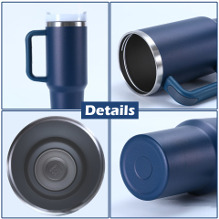 Custom Coffee Tumbler Blue 40 oz Stainless Steel Vacuum Insulated Travel Mugs H2.0