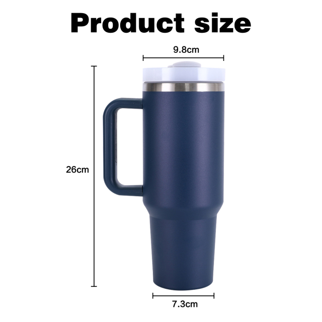 Custom Coffee Tumbler Blue 40 oz Stainless Steel Vacuum Insulated Travel Mugs H2.0