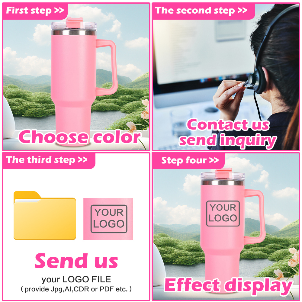 Custom Tumblers with Logo Bulk 40 oz Tumbler With Handle Wholesale Tumbler Cups H1.0