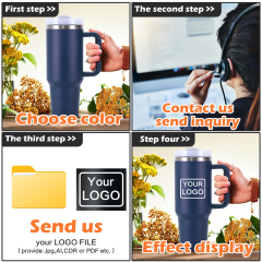 Custom Coffee Tumbler Blue 40 oz Stainless Steel Vacuum Insulated Travel Mugs H2.0