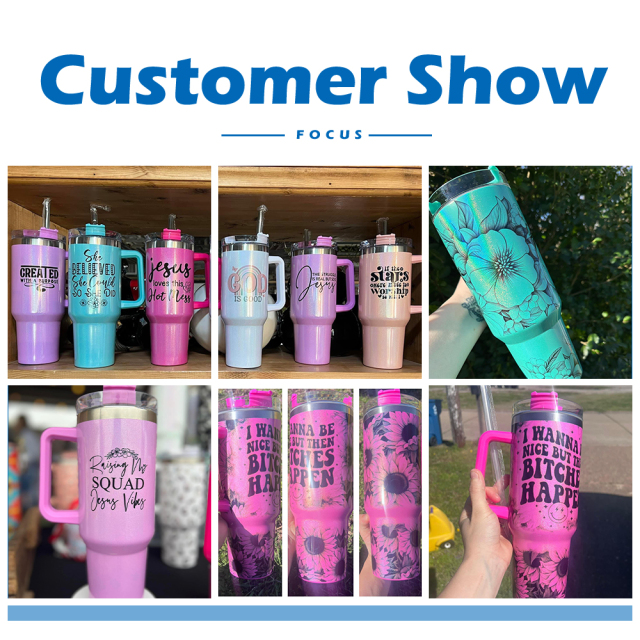 Custom Drink Tumblers 40oz Shimmer Glitter Stainless Steel Insulated Tumbler