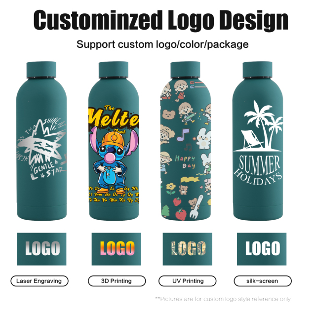 500ml Custom Printed Drinkware Rubber Painting Green Water Bottle in Chinese