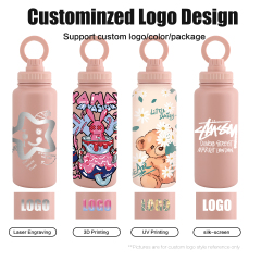 Custom Water Bottles 32oz with Magnetic Lid Phone Holder Booster Ring