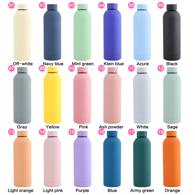 500ml Custom Printed Drinkware Rubber Painting Green Water Bottle in Chinese