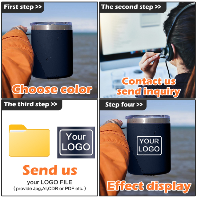 Custom Insulated Tumbler 12oz Powder Coated Bulk Stainless Steel Tumbler with Handle and Lid