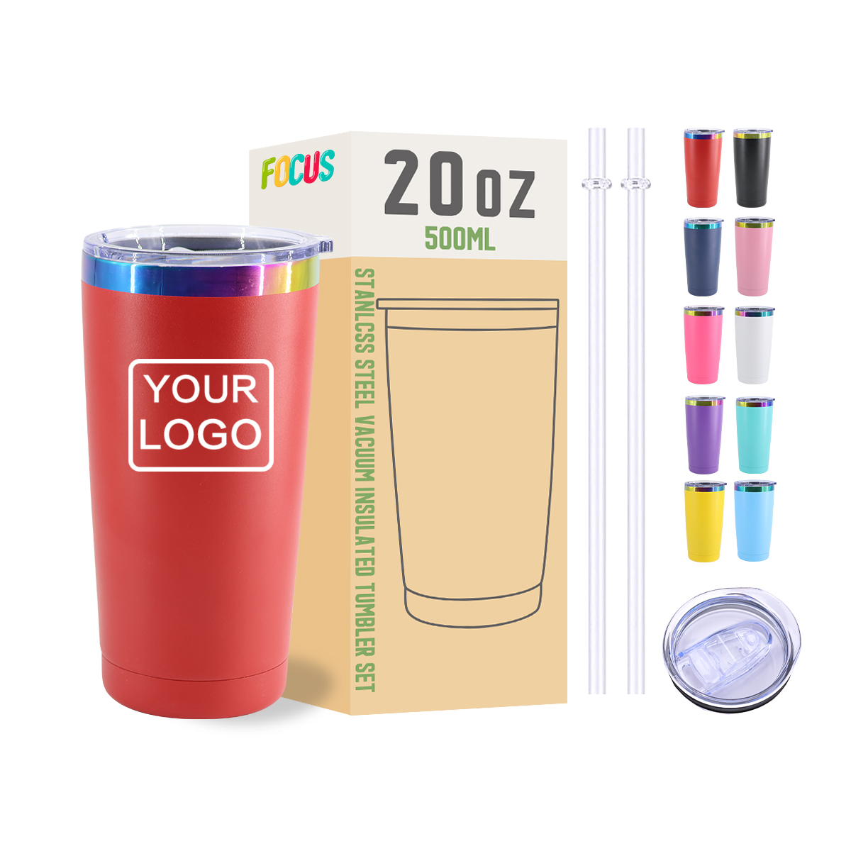 20oz Rainbow Plated Custom Drink Tumblers for Laser Engrave Wholesale Tumblers in Bulk