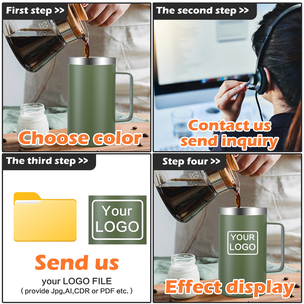 24oz Stainless Steel Tumbler Cups Bulk with Handle Custom Water Bottle in Chinese