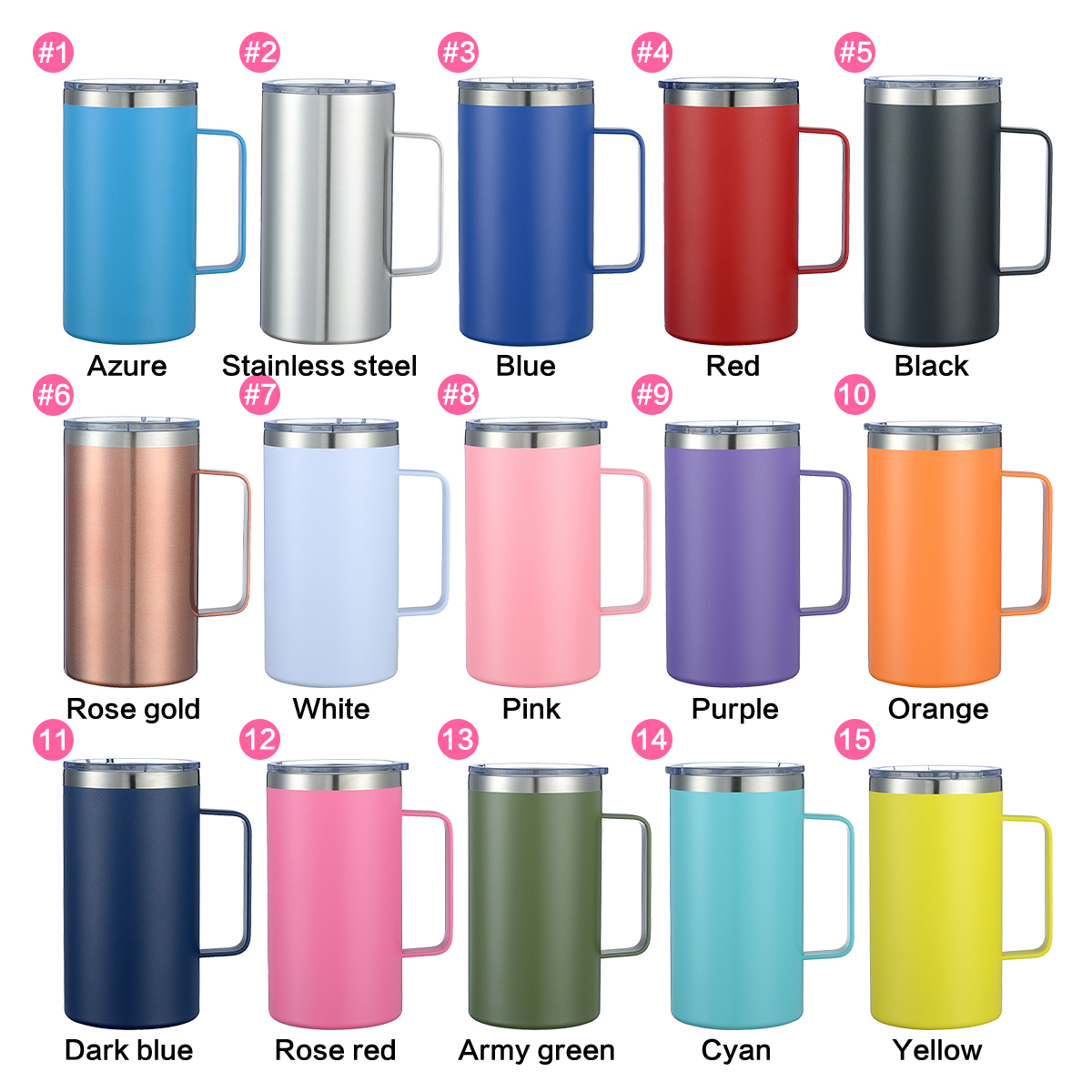 24oz Stainless Steel Tumbler Cups Bulk with Handle Custom Water Bottle in Chinese