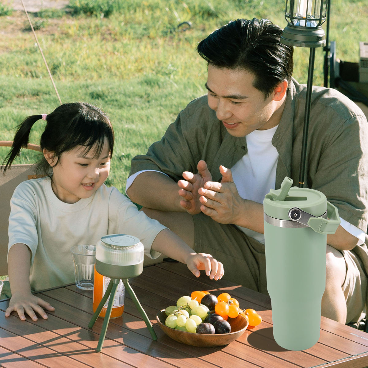 30oz Custom Coffee Tumbler with Handle Flip Lids Wholesale Tumbler Cups