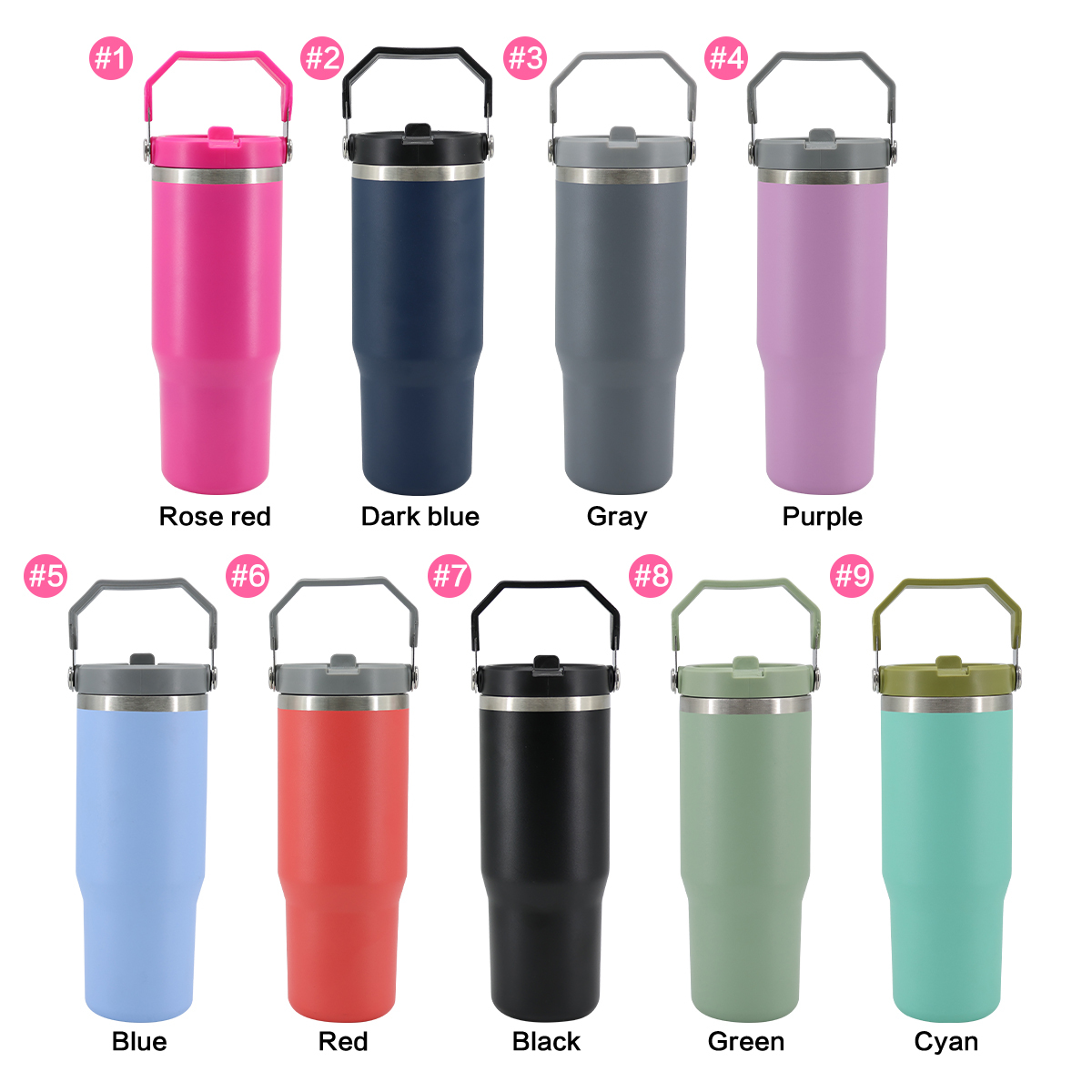 30oz Custom Coffee Tumbler with Handle Flip Lids Wholesale Tumbler Cups
