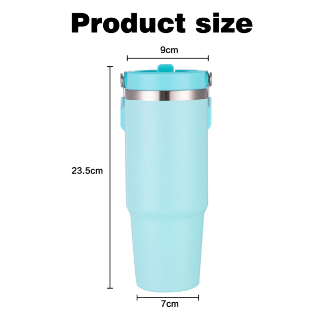 30oz Custom insulated tumbler with Handle and Flip Straw  Custom Coffee Tumbler
