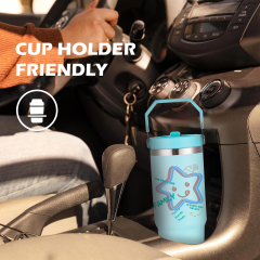 30oz Custom insulated tumbler with Handle and Flip Straw  Custom Coffee Tumbler