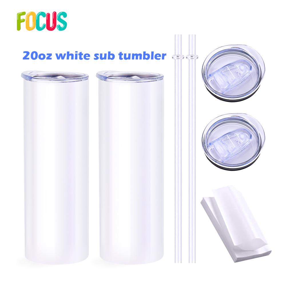 USA Tumbler Supplier Wholesaler 20oz White Straight Glossy Sublimation Tumbler