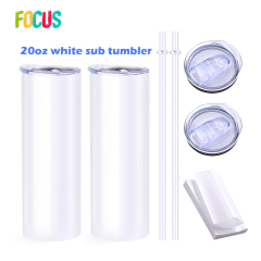 USA Tumbler Supplier Wholesaler 20oz White Straight Glossy Sublimation Tumbler