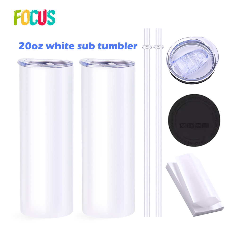 USA Tumbler Supplier Wholesaler 20oz White Straight Glossy Sublimation Tumbler