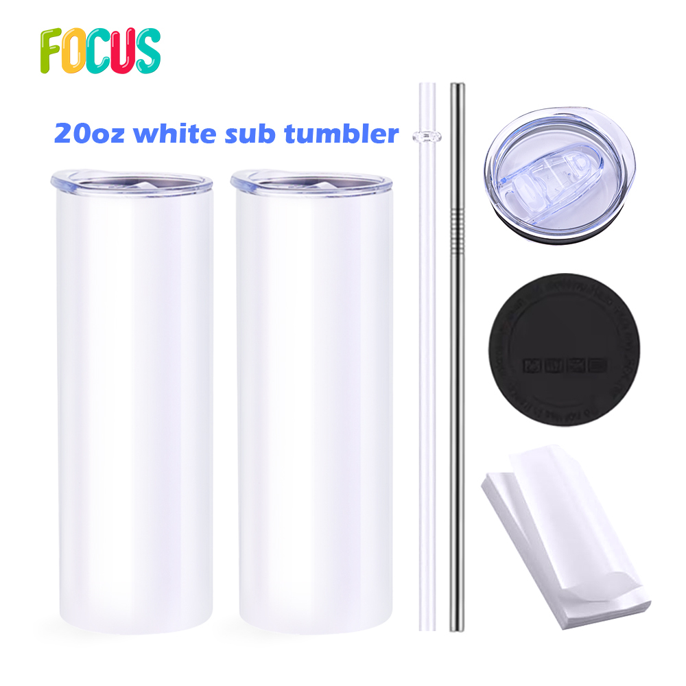 USA Tumbler Supplier Wholesaler 20oz White Straight Glossy Sublimation Tumbler