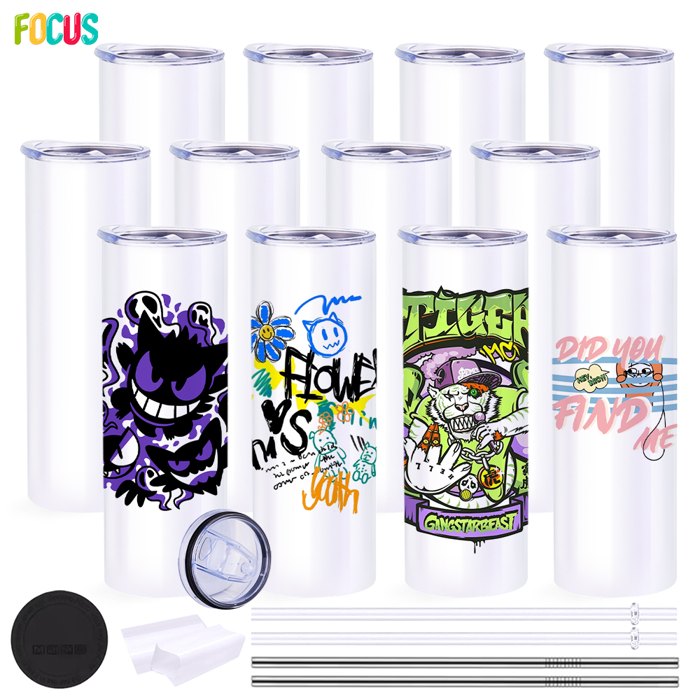 USA Tumbler Supplier Wholesaler 20oz White Straight Glossy Sublimation Tumbler