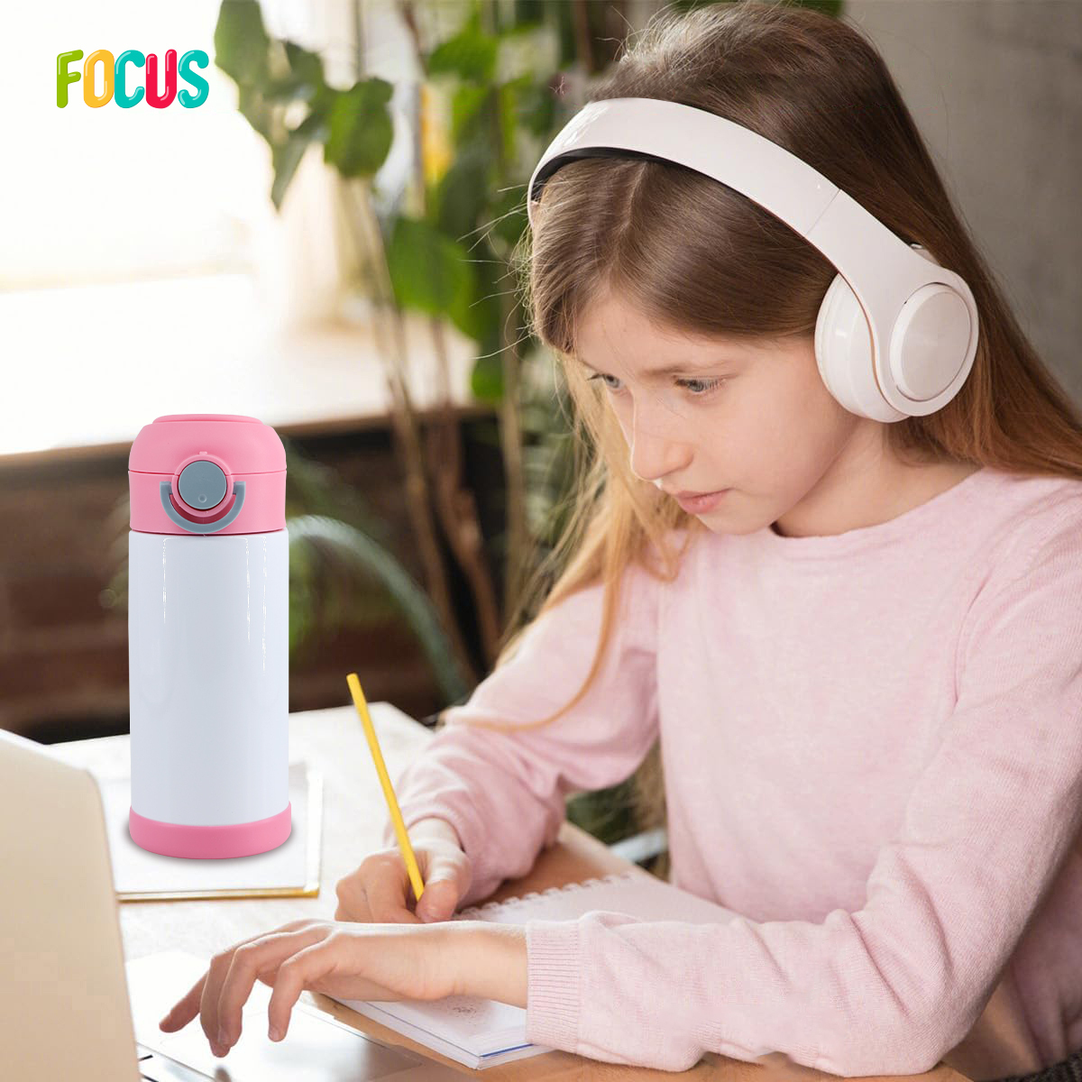 USA Warehouse RTS 12oz Insulated Sports Thermoses Flip Top Kids Tumbler Double Wall Stainless Steel Water Bottle