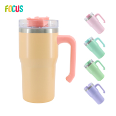Custom Color 20oz Sublimation Blank Insulation Cup Stainless Steel Double Wall Insulated Tumbler Travel Mugs with Handle