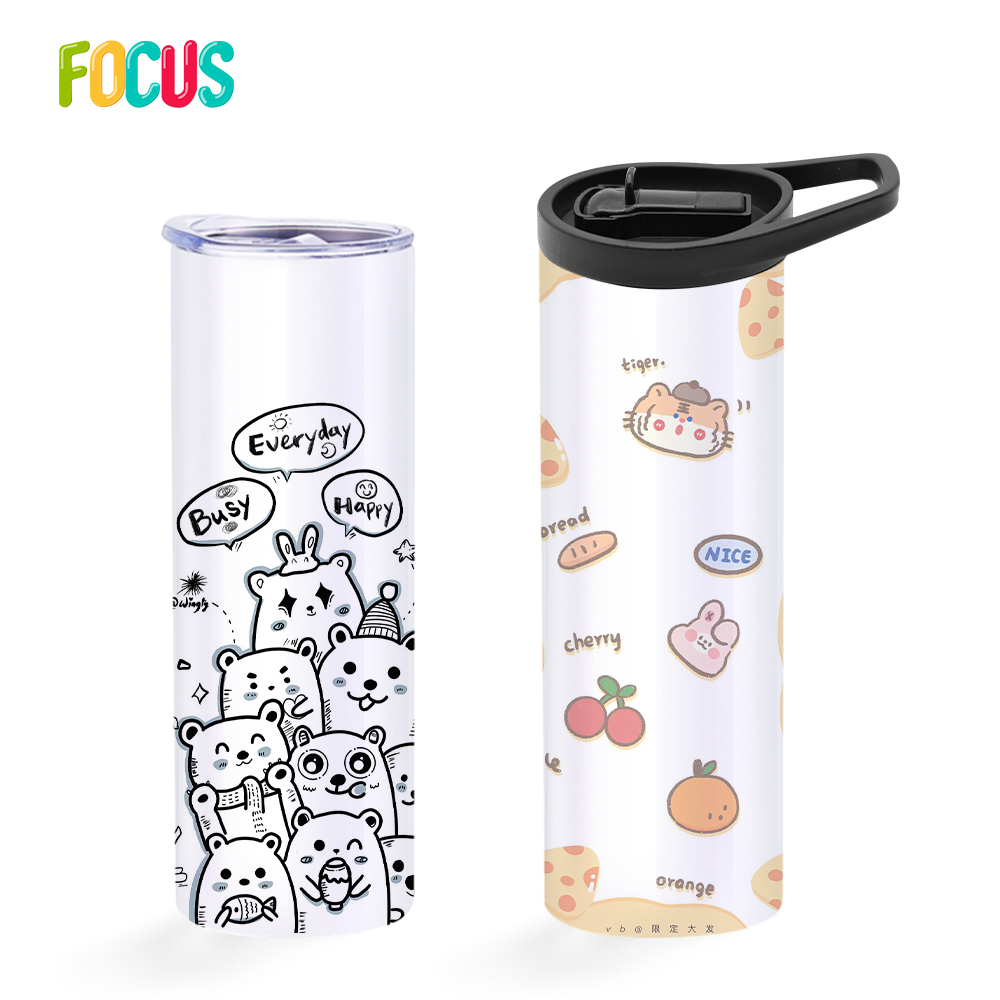 USA Warehouse RTS 20oz Straight Sublimation Blanks Dual Lids Portable Stainless Steel Tumbler Sport Car Cup Mug with Handle Lids