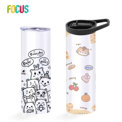 USA Warehouse RTS 20oz Straight Sublimation Blanks Dual Lids Portable Stainless Steel Tumbler Sport Car Cup Mug with Handle Lids