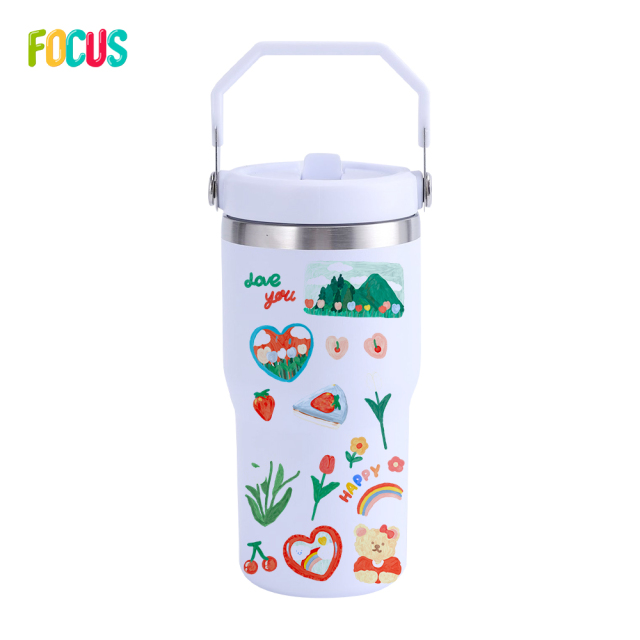 USA tumbler Supplier 20oz White Sublimation Tumbler with Handle for Kids