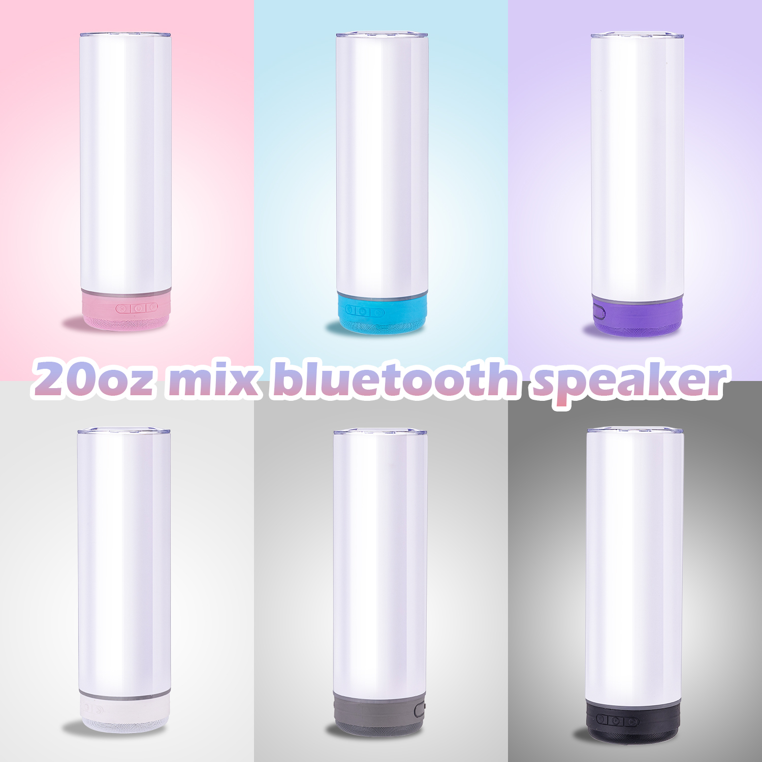 USA Tumbler Supplier Wholesaler 20oz Blue Tooth Music Speaker Sublimation Tumbler