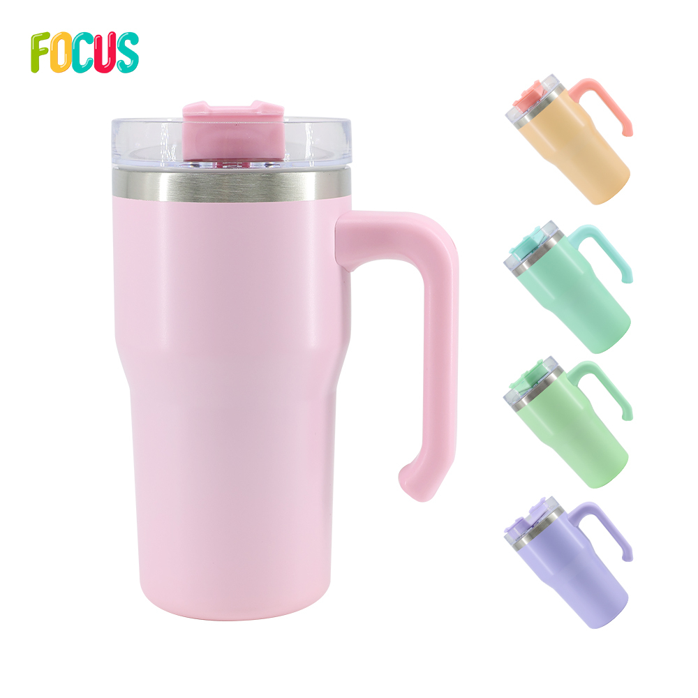 Custom Color 20oz Sublimation Blank Insulation Cup Stainless Steel Double Wall Insulated Tumbler Travel Mugs with Handle