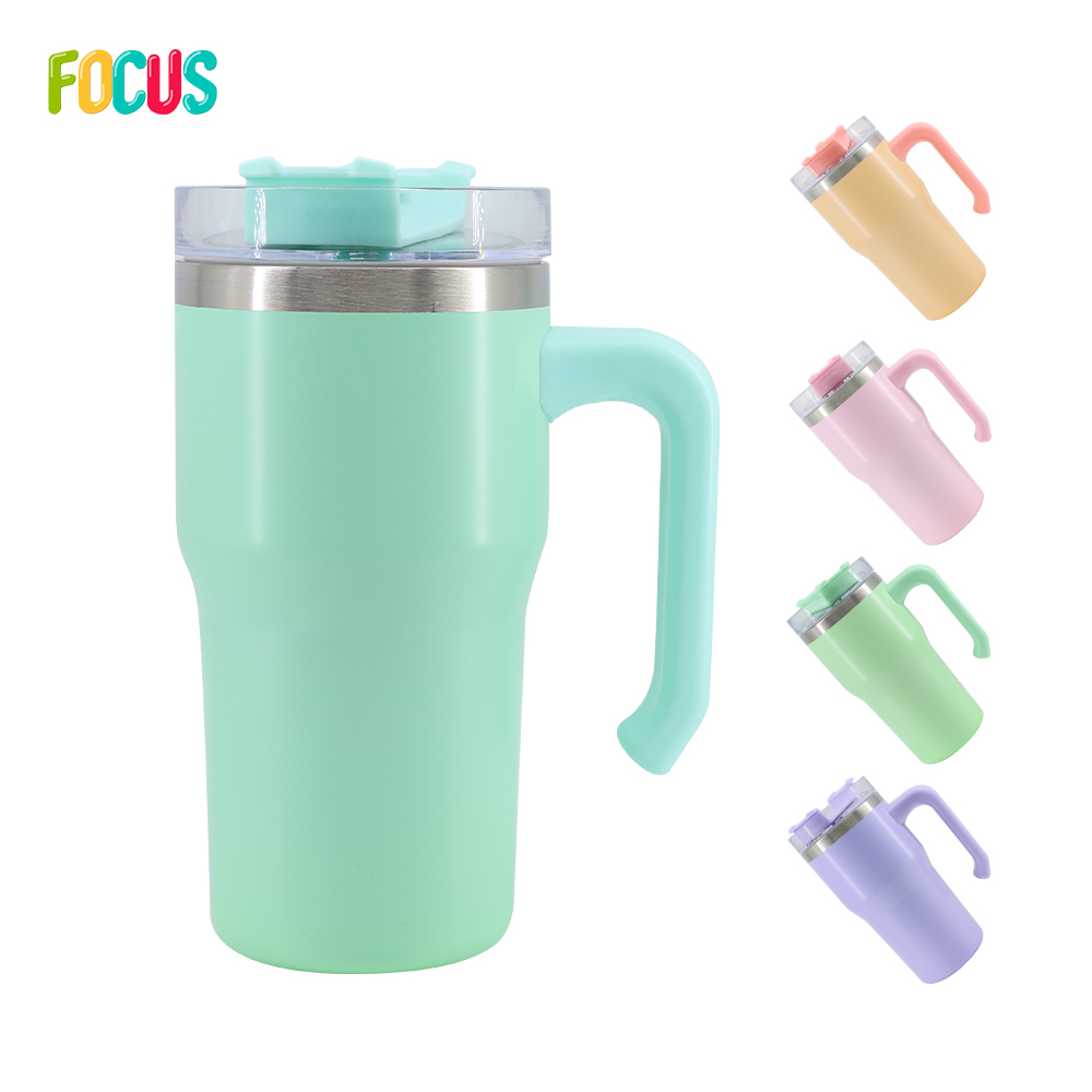 Custom Color 20oz Sublimation Blank Insulation Cup Stainless Steel Double Wall Insulated Tumbler Travel Mugs with Handle