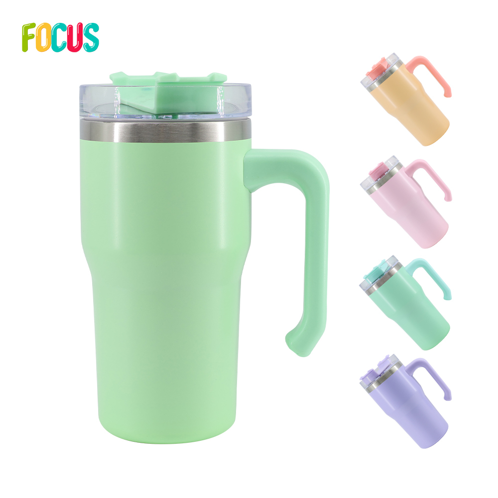 Custom Color 20oz Sublimation Blank Insulation Cup Stainless Steel Double Wall Insulated Tumbler Travel Mugs with Handle