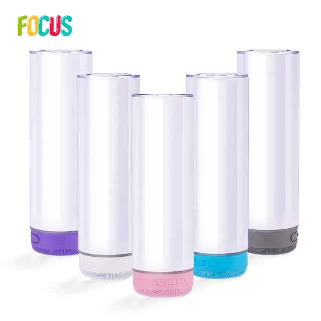 USA Tumbler Supplier Wholesaler 20oz Blue Tooth Music Speaker Sublimation Tumbler