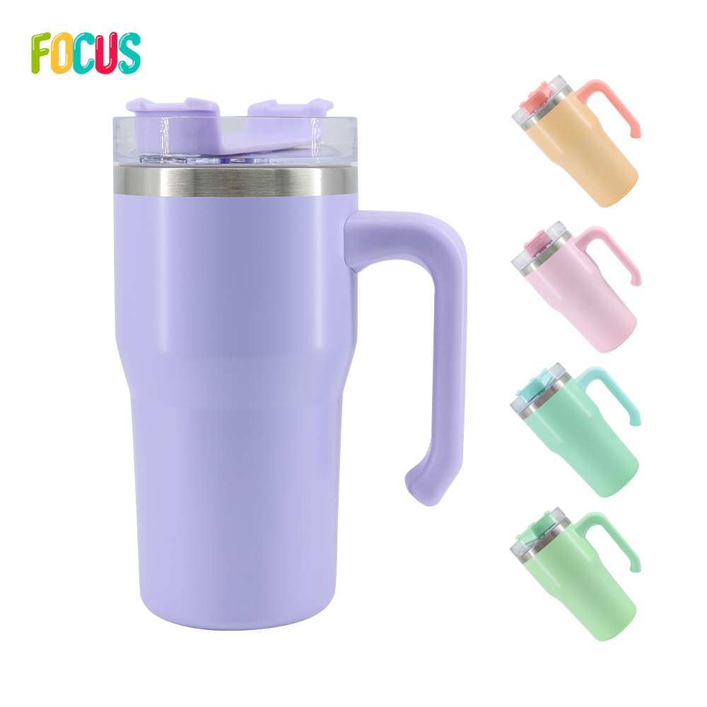 Custom Color 20oz Sublimation Blank Insulation Cup Stainless Steel Double Wall Insulated Tumbler Travel Mugs with Handle