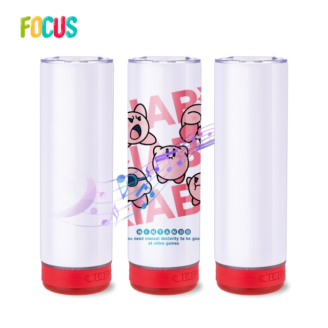 USA Tumbler Supplier Wholesaler 20oz Blue Tooth Music Speaker Sublimation Tumbler