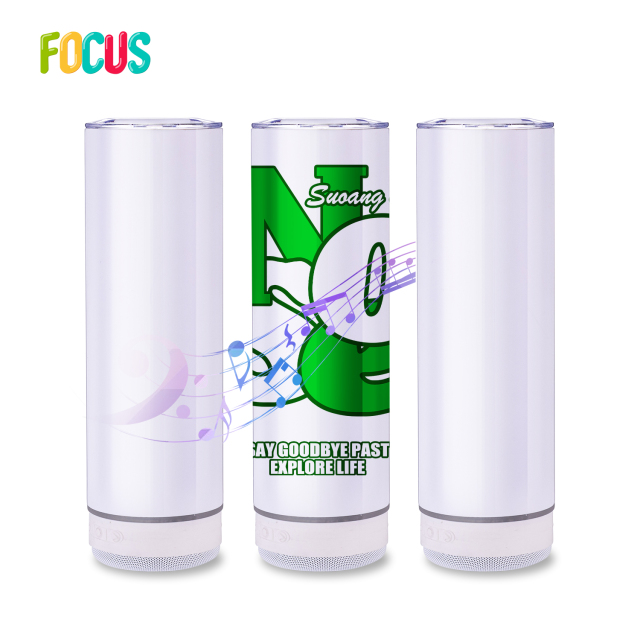 USA Tumbler Supplier Wholesaler 20oz Blue Tooth Music Speaker Sublimation Tumbler
