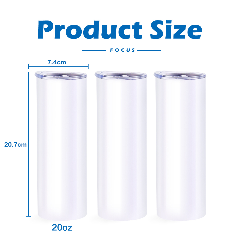 USA Warehouse RTS 20oz Straight Sublimation Blanks Dual Lids Portable Stainless Steel Tumbler Sport Car Cup Mug with Handle Lids