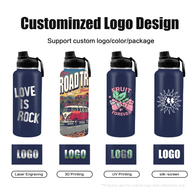 Customized Logo 32 oz Water Bottle Stainless Steel Insulated Tumbler