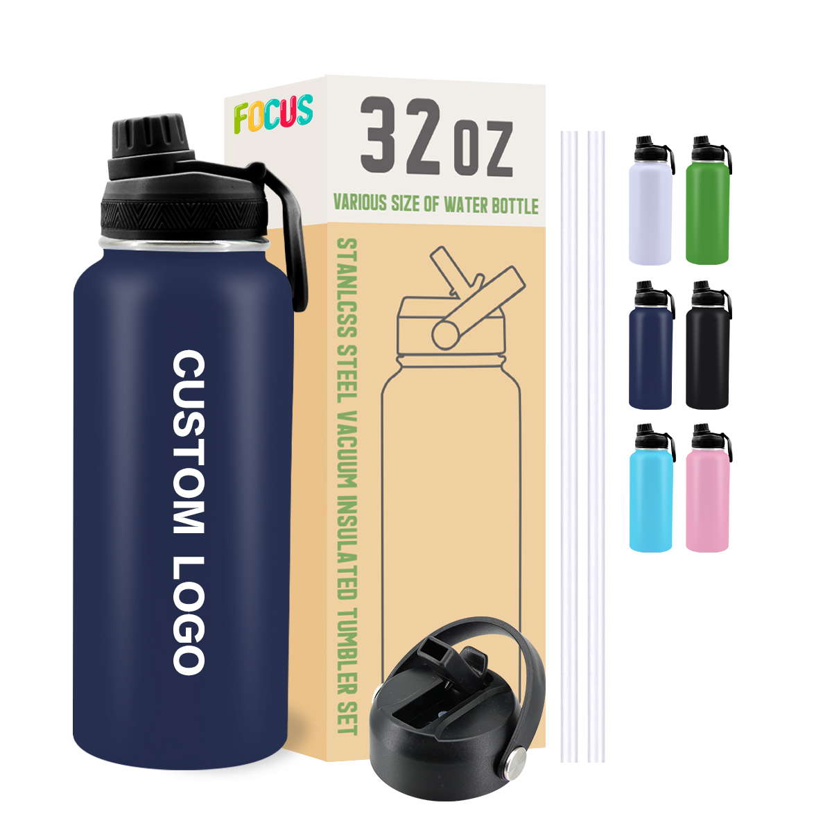 Customized Logo 32 oz Water Bottle Stainless Steel Insulated Tumbler