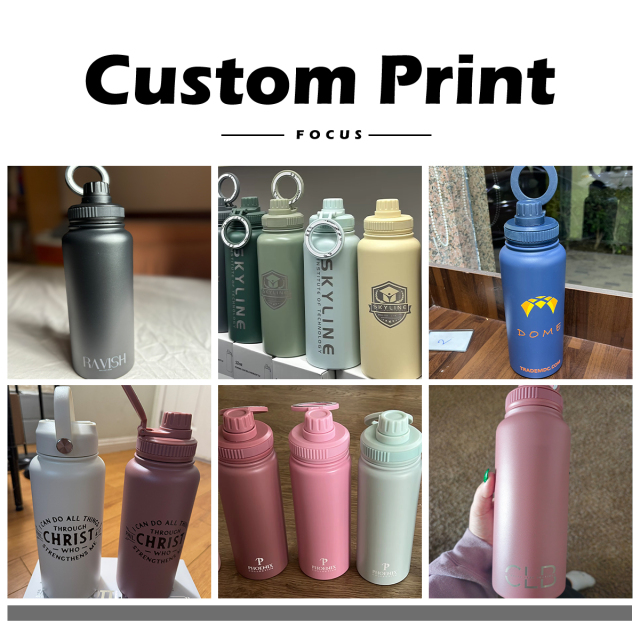 Custom Water Bottles 32oz with Magnetic Lid Phone Holder Booster Ring