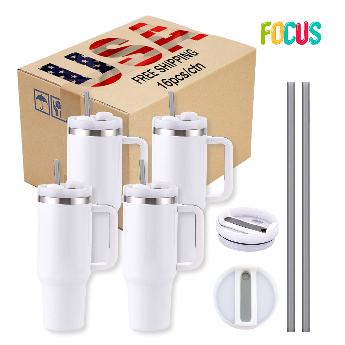 USA Warehouse Wholesale Tumbler Blanks 40oz White Sublimation Tumbler